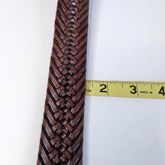Tommy Hilfiger Braided Vegetable Burnish Genuine Leather Belt Brass Buckle XXL - Picture 8 of 10